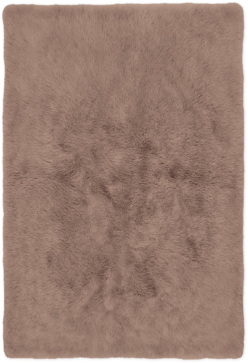 Vloerkleed hoogpolig taupe tapijt 200x300cm vloerbedekking