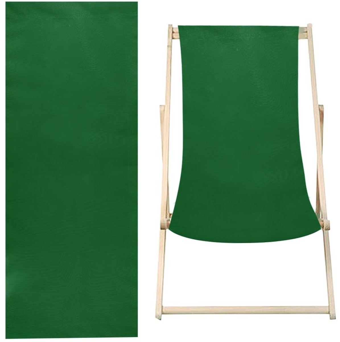 Dailygoods - Dailygoody - Strand Sling Stoel - Opvouwbaar Lounge Doek - Donkergroen - Vervanging voor Zonnebaden - Ideaal voor Tuin en Strand