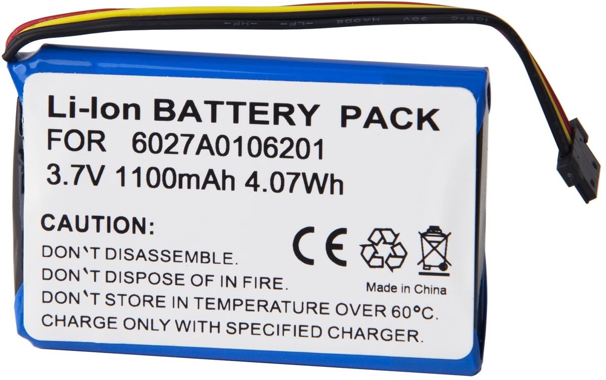 Dailygoods - Dailygoody - Batterijvervanging - GPS-navigatie - Oplaadbaar - Compact - Li-Ion Accupack - 1100 mAh - Geschikt voor Tomtom 6027A016201