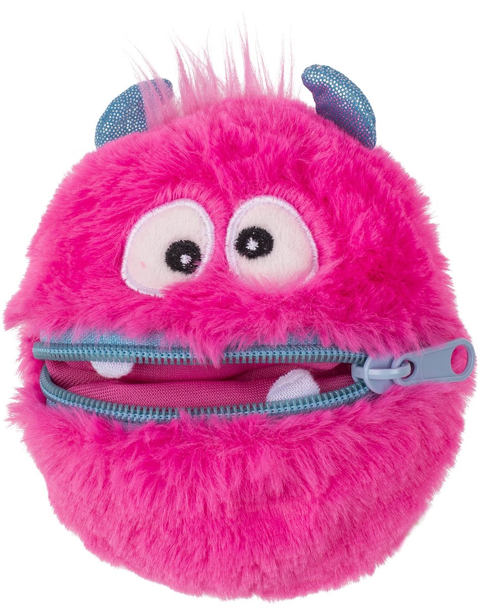Dailygoods - Dailygoody - Mini Cuddle Pillow - Schattig Pluche Kussen - Ø10cm - Monstergezicht - Comfortabel en Leuk Kussen - Geschikt voor Kinderen - Roze