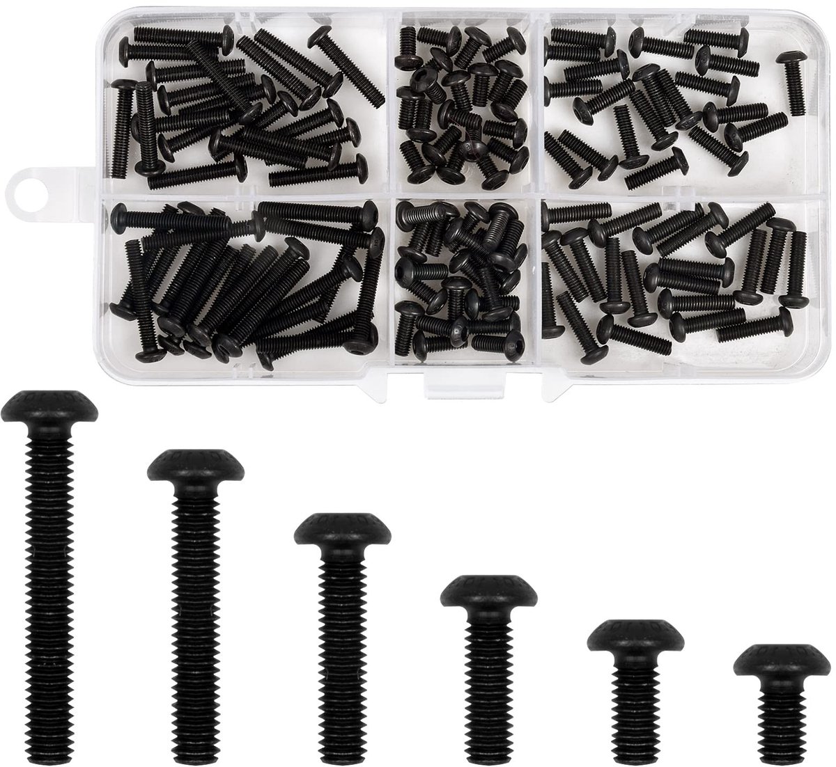 Dailygoods - Dailygoody - M3 machineschroeven - Verzonken schroeven - 120 stuks - Zwart - Koolstofstaal - Geschikt voor RC-auto's - Diverse maten