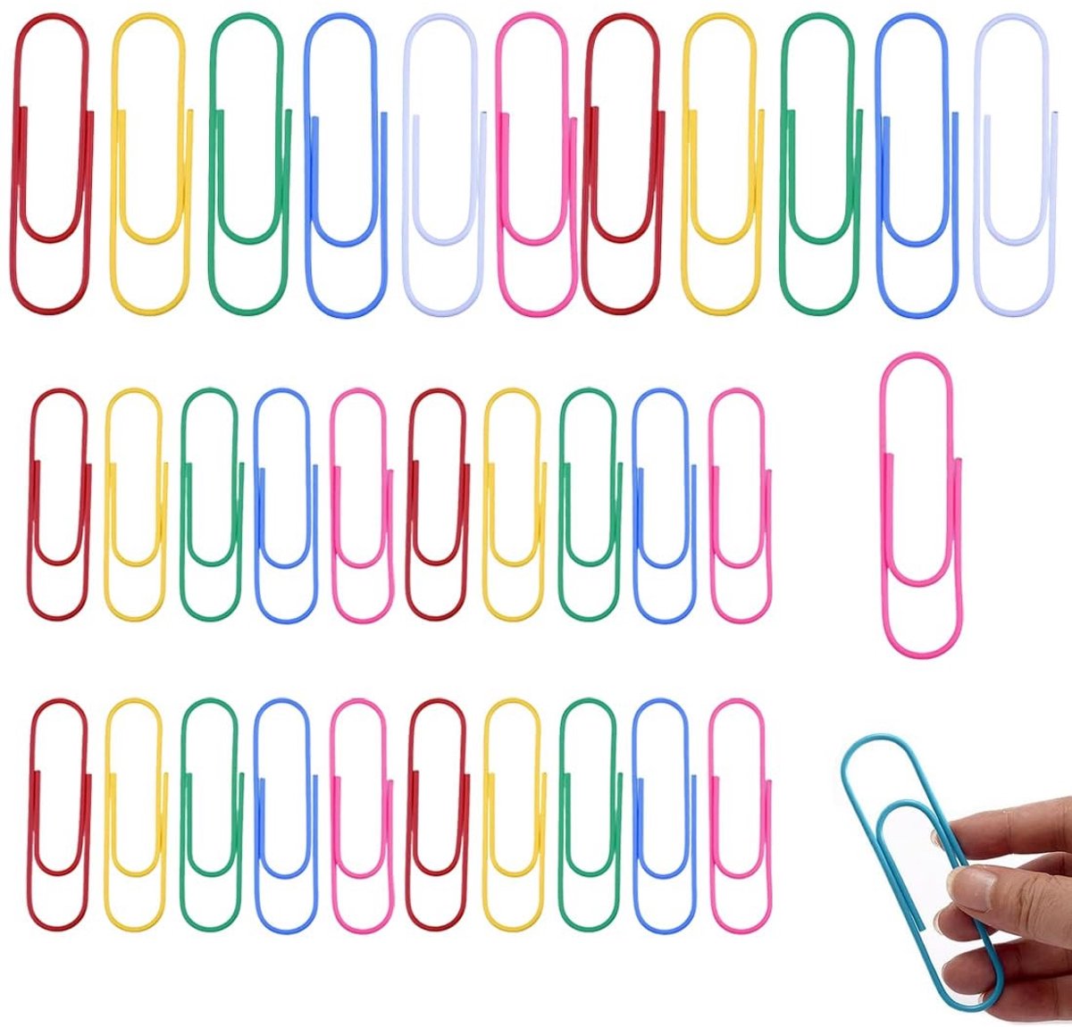 Dailygoods - Dailygoody - Jumbo paperclips - Kleurrijke paperclips - Perfect voor organisatie - 50 mm en 100 mm - Duurzaam materiaal - Ideaal voor kantoor en school