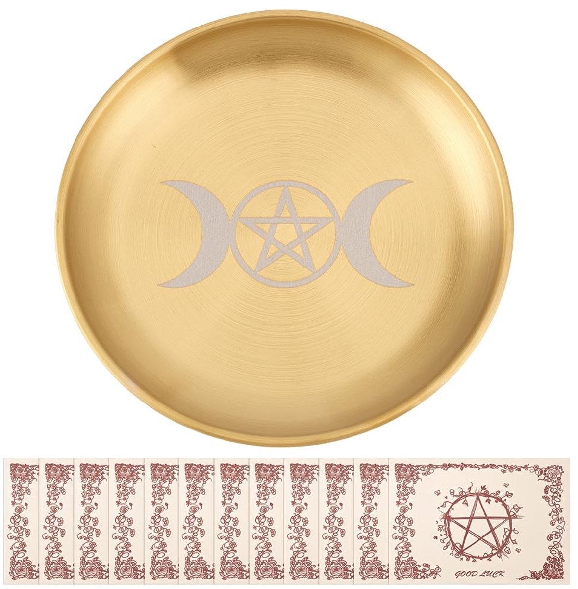 Dailygoods - Dailygoody - Ritual bord - Decoratieve schaal - Gouden maan - Roestvrij staal - Plakschalen - Geschikt voor elke gelegenheid - 5,5 cm