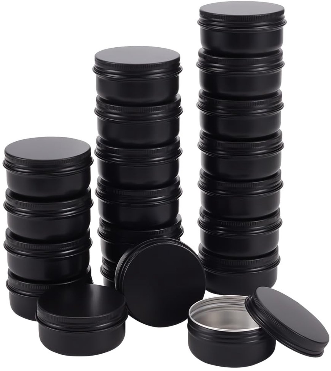 Dailygoods - Dailygoody - Aluminium Blikjes - Cosmetische Blikjes - Handig voor DIY - Zwart - Bewaarblikjes - Perfect voor Reizen en Knutselen - 20 Stuks
