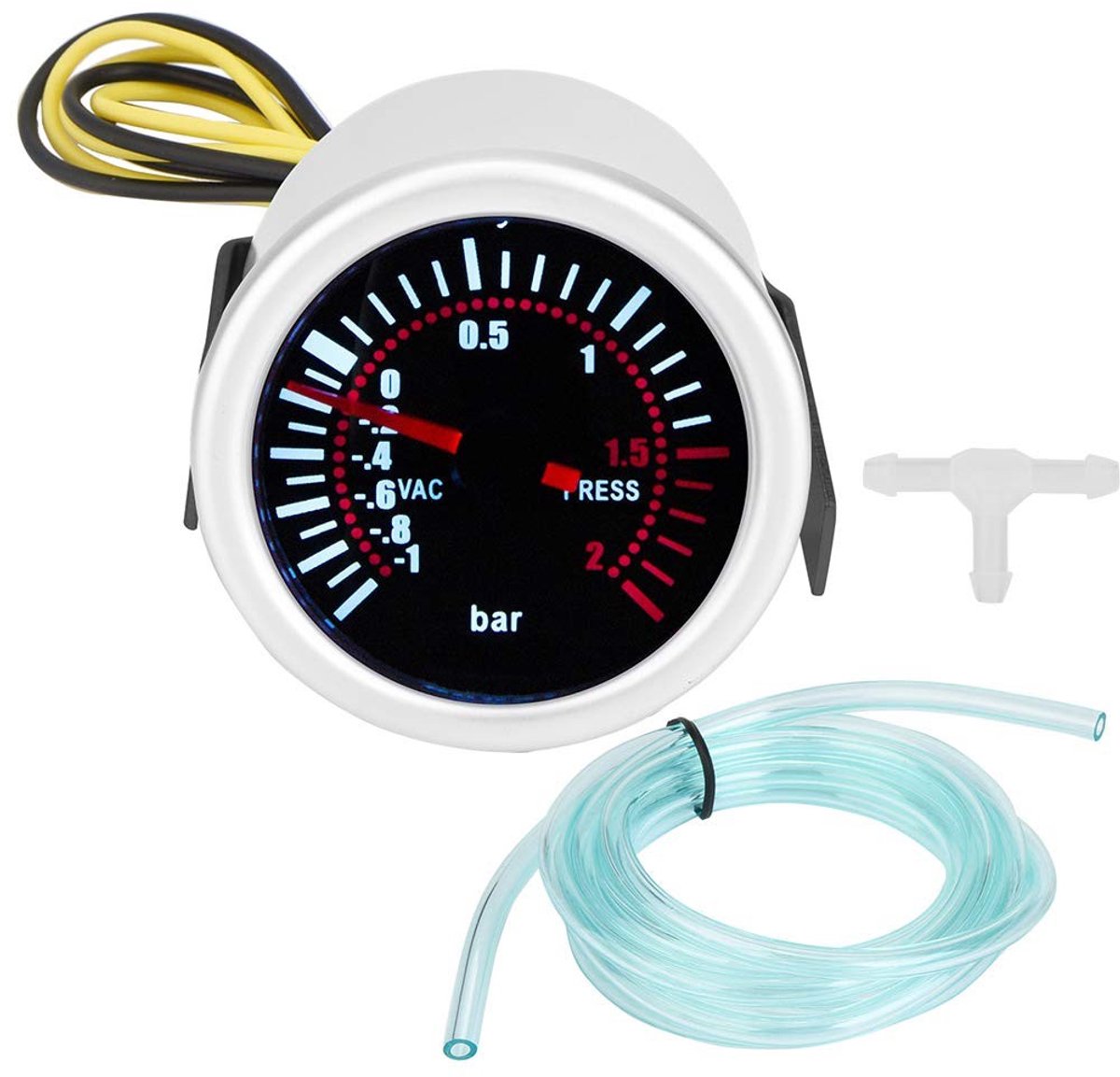 Dailygoods - Dailygoody - Turbo Ladedruckanzeige - Digitale Boost Gauge - 2 inch - Zilver/Zwart - Manometer 12V - Geschikt voor Auto's - Auto Accessoire