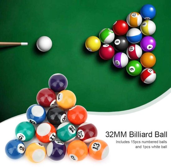 Dailygoods - Dailygoody - Biljartballenset - Mini-hars biljartballen - Compleet met 16 stuks - 32 mm - Biljarttafel accessoires - Geschikt voor snooker en biljart ... — afbeelding 5