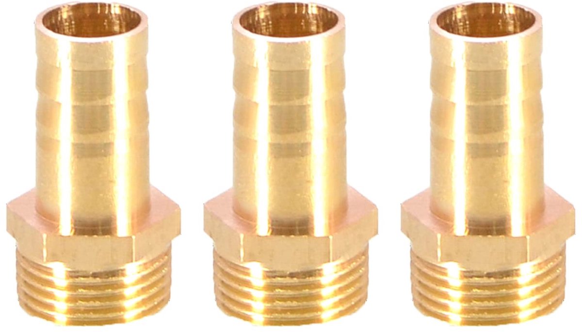 Dailygoods - Dailygoody - Messing Prikkeldraad Slang Fitting - 3 Stuks - Duurzaam en Betrouwbaar - 12mm tot 3/8" - Mannelijke Draad - Ideaal voor Water en Gas ...