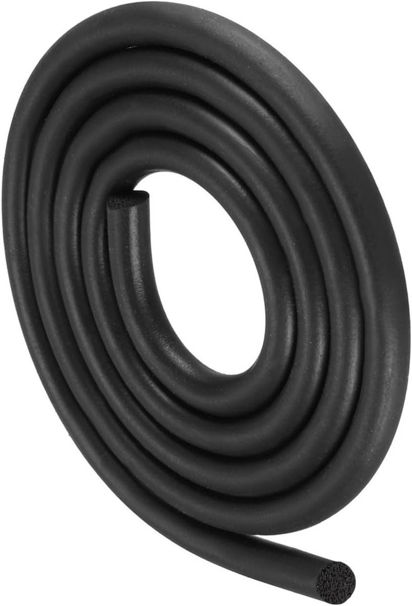 Foam rubber weerbestendige afdichtstrips 8mm diameter x 4m lengte - EPDM rubberen rond afdichtmateriaal voor deurreparatie en isolatie in zwart