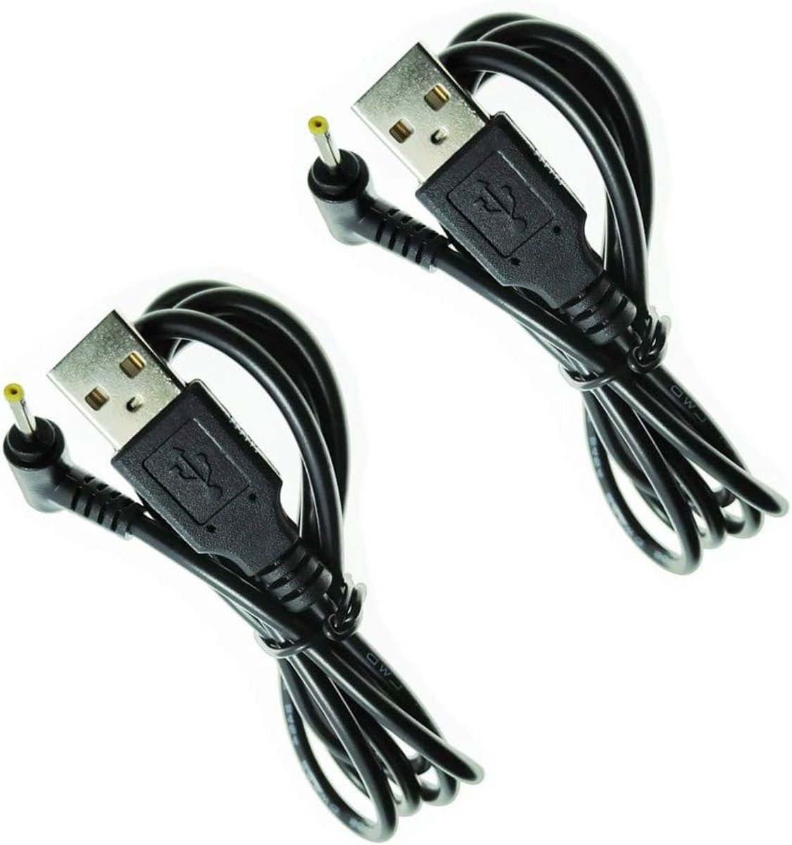 Set van 2 USB A 2.5/0.7mm DC Holle Stekkers voor 5V 2A Voedingskabel (1m) - Ideaal voor Elektronica en Opladers