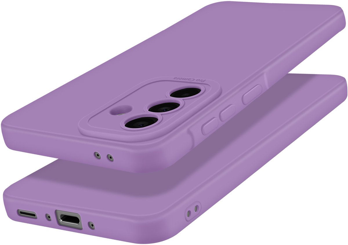Avizar Hoesje Geschikt voor Galaxy A56 Silicone Soepel met Versterkt Camerablok, Paars