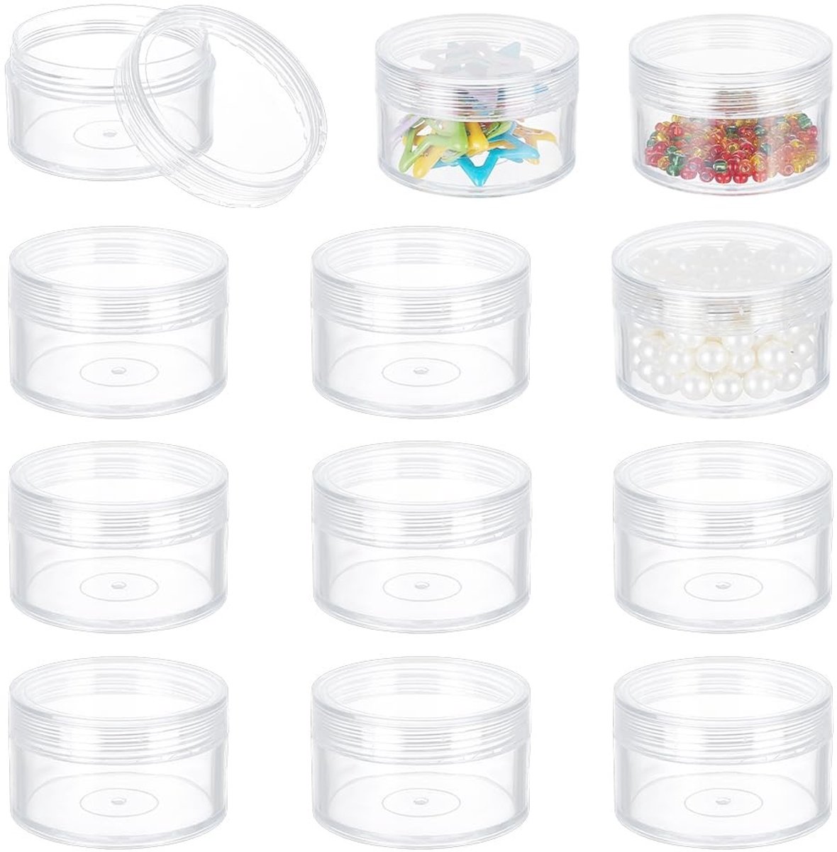 Dailygoody - OmGoods - Dailygoody - Lege Plastic Bead Storage Container - Kralen Organiseren - 12 Pack - 50ml - Make-Up en Cosmetica - Ideaal voor Reisgebruik - Transpa