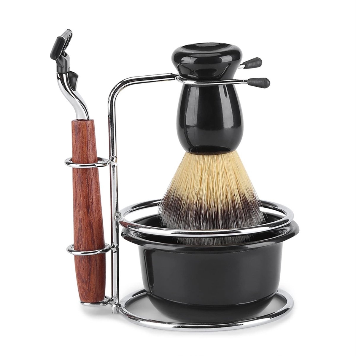 Dailygoods - Dailygoody - Scheermes Kit - Veiligheid Scheermes - Hoogwaardige Set - Nat Scheren Set - Compleet voor Heren - Inclusief Houder en Borstel