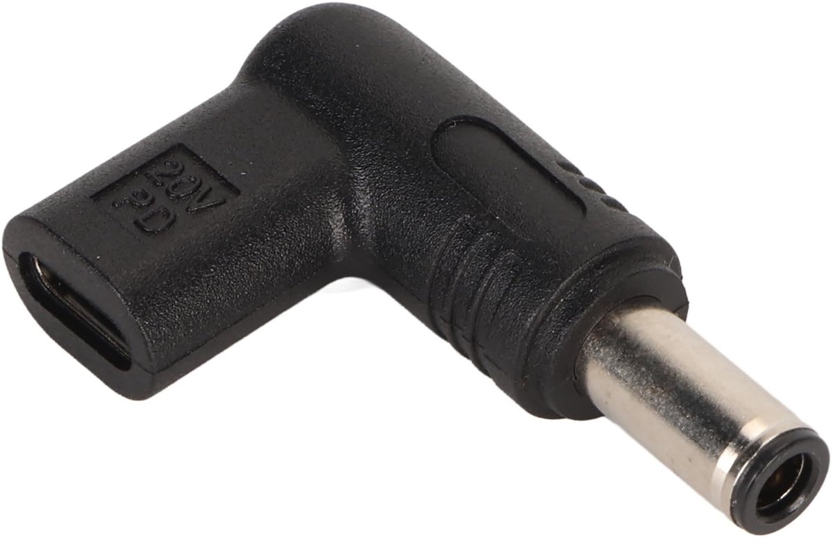 Dailygoods - Dailygoody - USB C Naar DC-adapter - 90 Graden - Geschikt voor Laptops - 100 W - Ruimtebesparend - 18,5 V 20 V - Praktisch in Krappe Ruimtes
