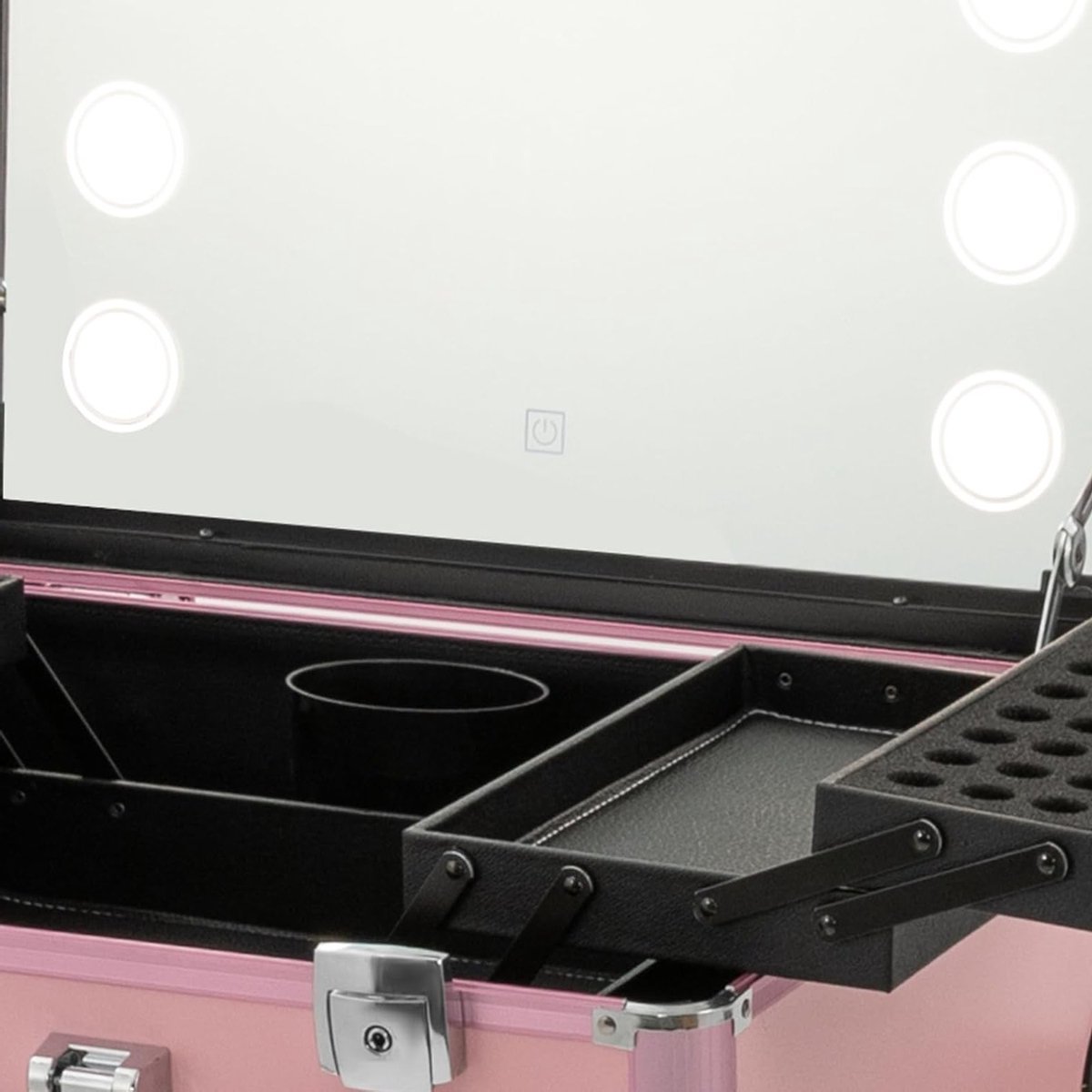 Cosmetica Koffer met Spiegel en Bluetooth, Professionele Make-up Organiser en Trolley, Ideaal voor Reizen en Salongebruik, Zwart