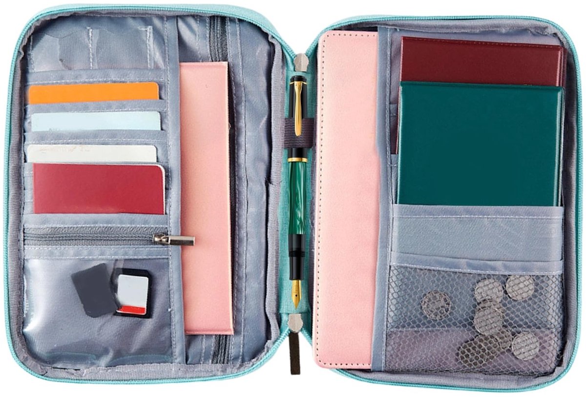 Dailygoods- Paspoorthouder multifunctioneel - Reisdocumenten Organizer - Waterdicht - Meerdere Compartimenten - Lichtgewicht - Afmetingen 25,5 x 18,5 x 2 cm - Reisdocumenthouder