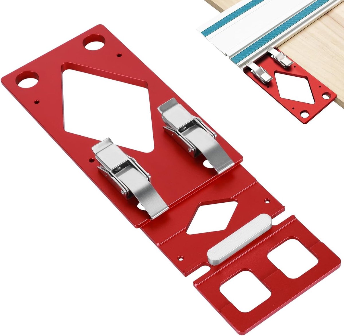 CNC-gefreesde 90° hoekaanslag van aluminiumlegering voor nauwkeurige hoeksneden – ideaal voor houtbewerking, doe-het-zelfprojecten en precisiegereedschap, rood