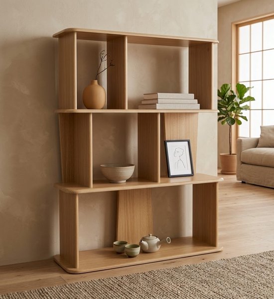 Asymmetrische vakkenkast, FSC-hout