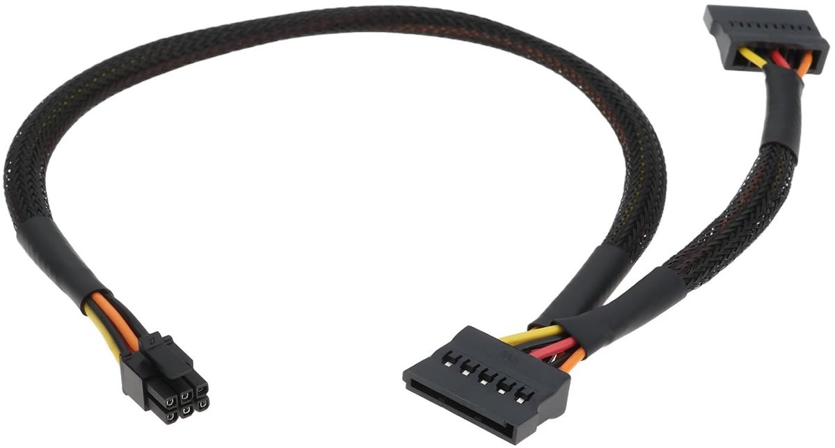 Dailygoods - Dailygoody - Hard Drive Power Kabel - 6Pin naar Dual SATA - 35cm en 17cm - Voor Dell 1250 - Voor Computeronderdelen - Geschikt voor Dataverbindingen