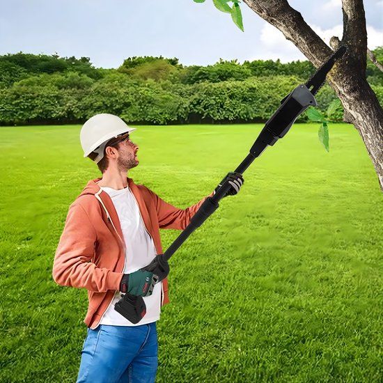 Accu Stokzaag met 1500mAh Batterij - Snoerloze Telescopische Takkenzaag met Dubbele Sectie en Oplader - Elektrische Boom Snoeizaag - Zwart — afbeelding 3