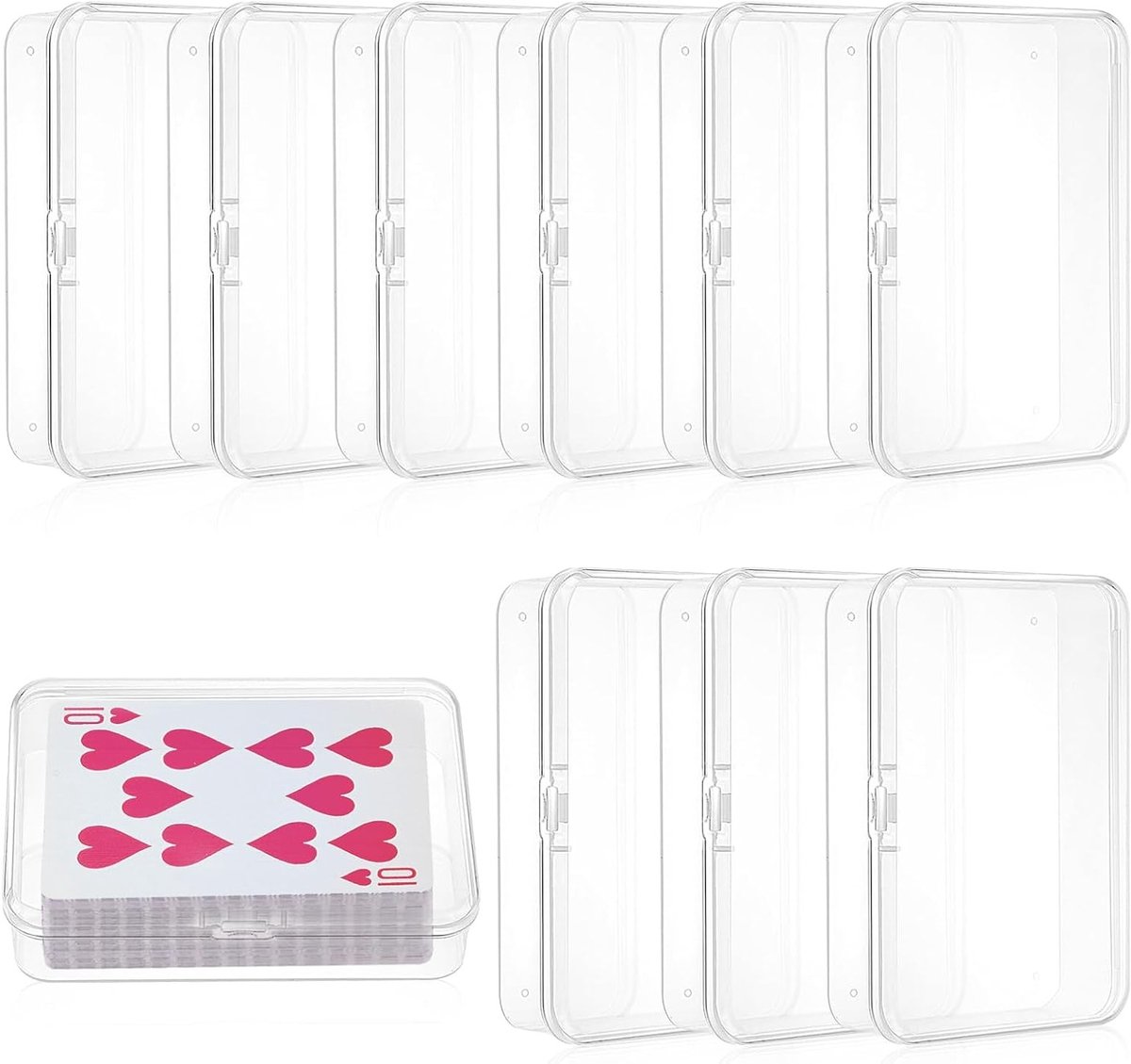 Set van 10 Transparante Kaartendozen met Deksel voor Speelkaarten, Opslag van Handelskaarten en Visitekaartjes, 9.5 x 6.5 x
