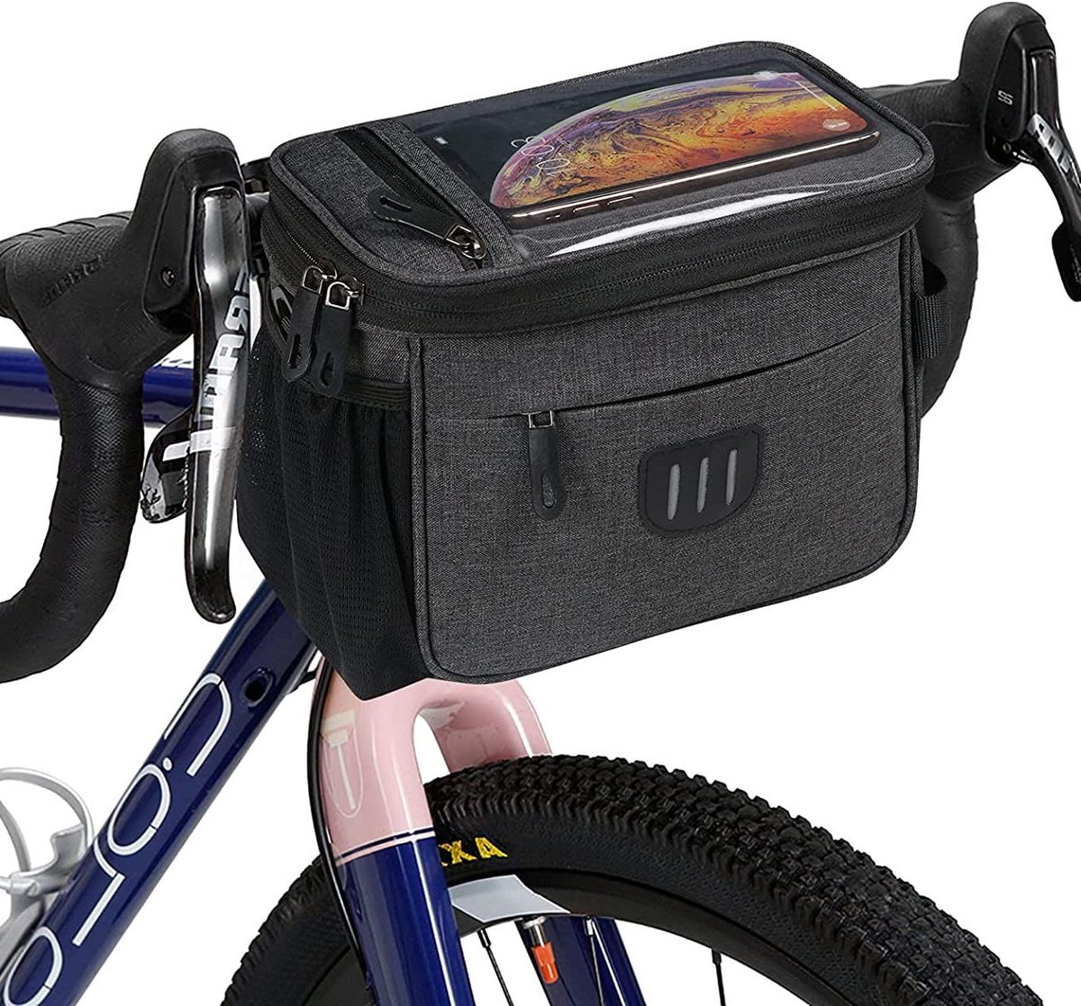 Dailygoody - Fietsstuurtas - Waterdichte fietsframetas - Grote capaciteit - Uniseks - Telefoonhouder - Ideaal voor outdoor activiteiten - Geschikt voo
