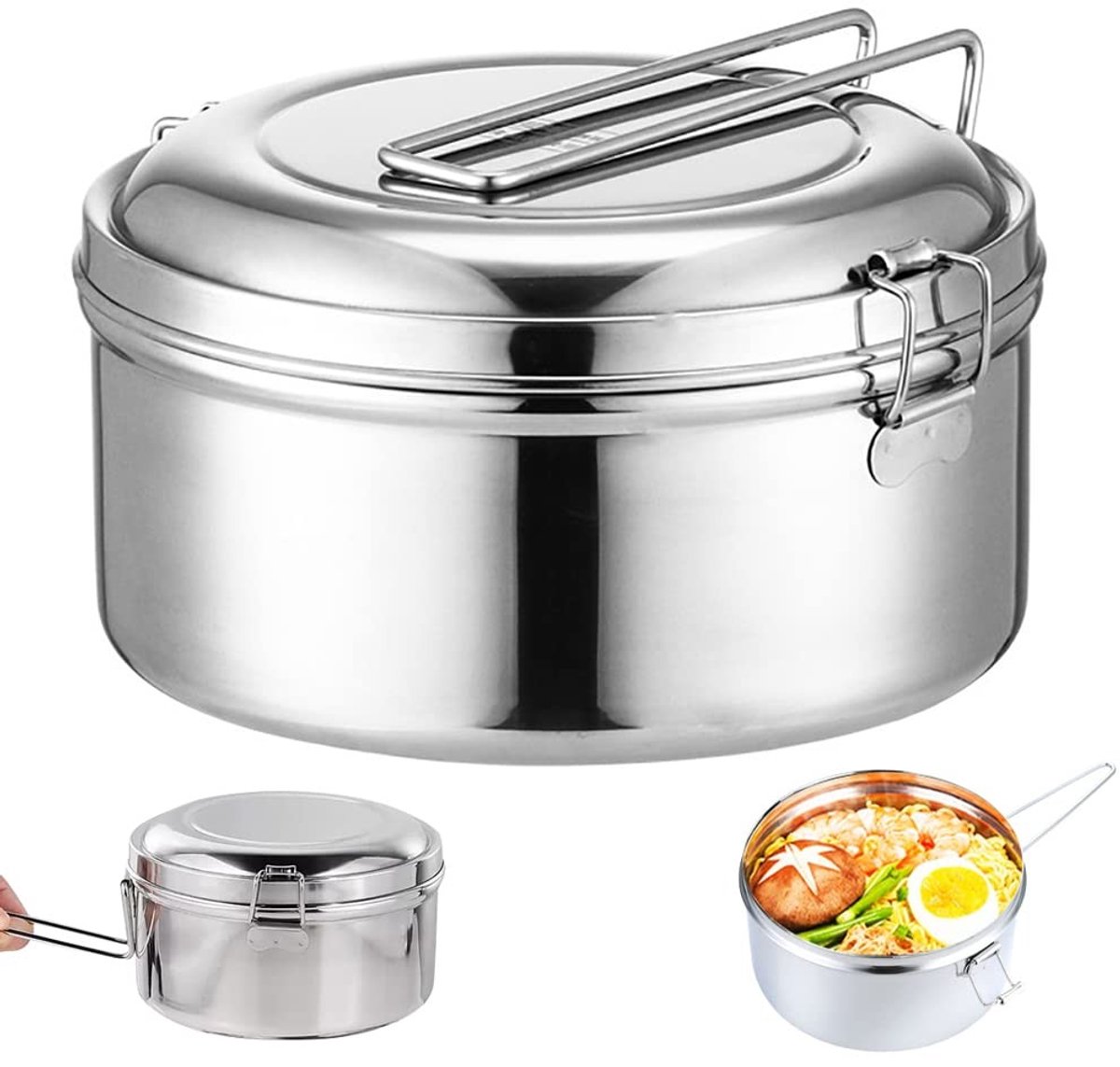 Dailygoody - Ronde Broodtrommel - Roestvrij Staal - Lekvrije Bentobox - 1200 ml - Ideaal voor Lunch en Snacks - Geschikt voor Volwassenen