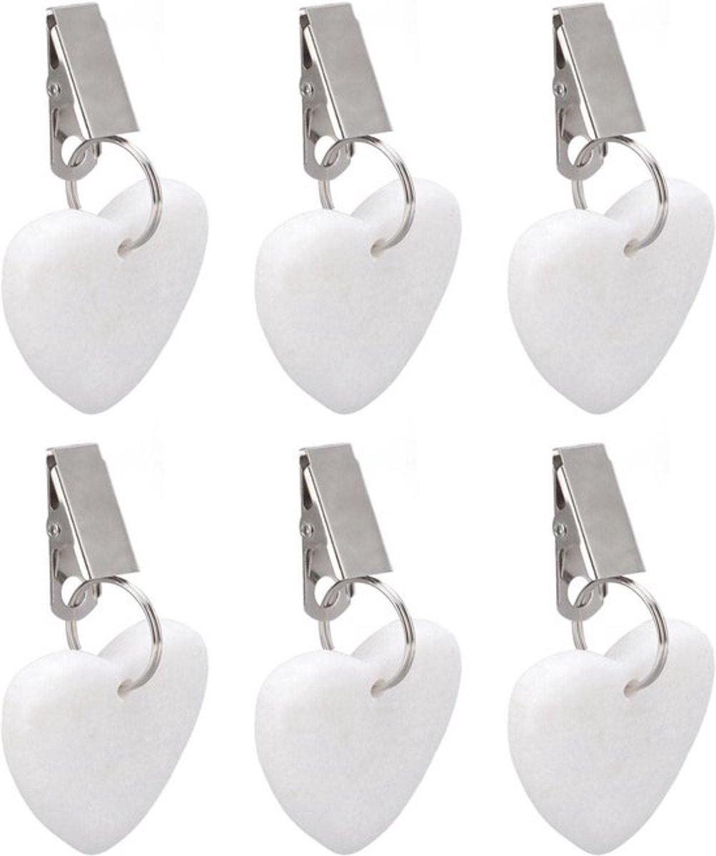 Tafelkleedgewichten Set - Decoratieve Clips - Buiten Tafelen - Marmer & Staal - Hartvormig