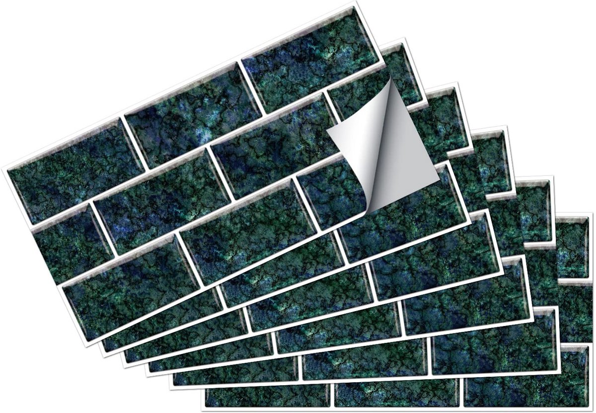 Dailygoody - Marble Tile Stickers - Zelfklevende Tegels - Peel en Stick Backsplash - 12 Stuks - Voor Keuken en Badkamer - Makkelijk aan te brengen - D