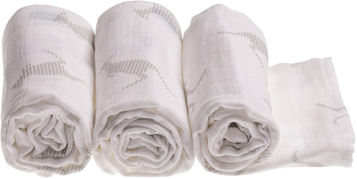 Dailygoody - Zachte mousseline doek - Spuugdoeken voor baby - 70 x 70 cm - Set van 3 - Katoenen luiers - Grey Kanga - Uniseks