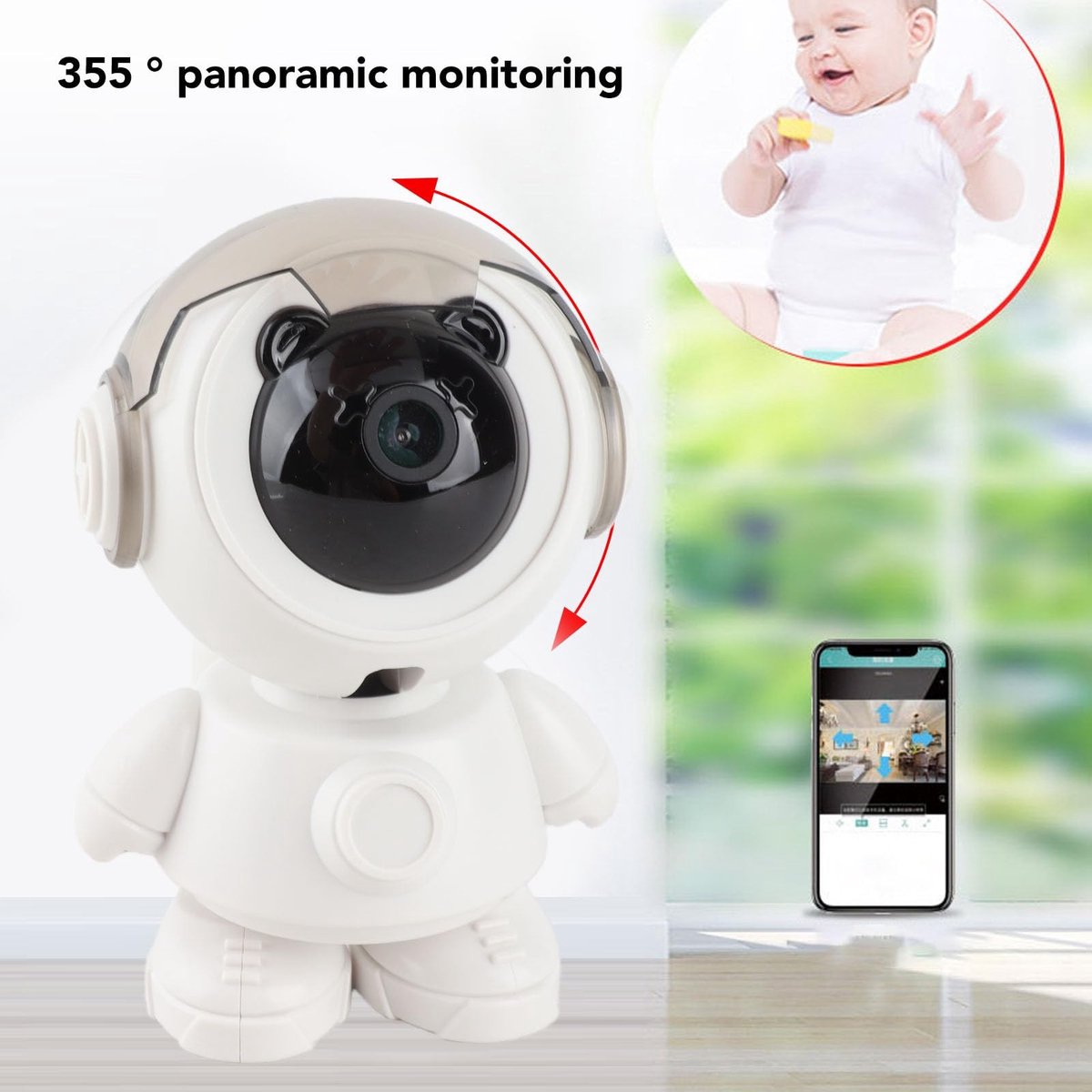 Dailygoody - OmGoods - Dailygoody - Robotbeveiligingscamera - Draadloze Bewakingscamera - Auto Tracking Pan 355° - Binnenhuisbeveiligingscamera - Bewegingsdetectie - Nachtzi