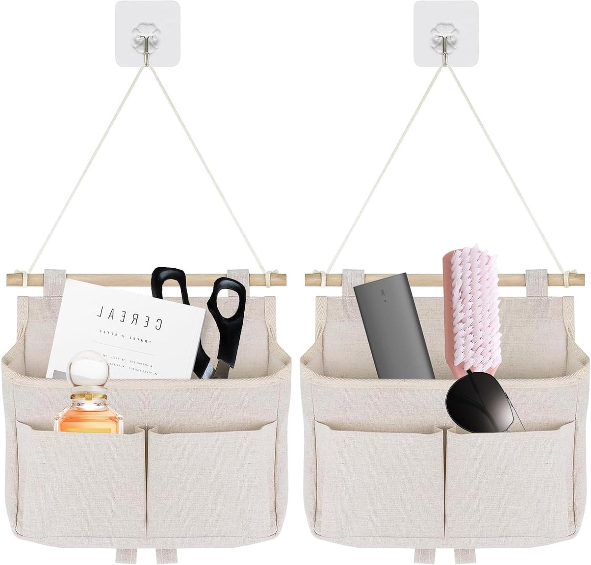 Hanging Storage Bag met 3 Compartimenten en Plakhaakjes voor Thuis, Kantoor en Badkamer - Ideaal voor Organisatie en Ruimtebesparing