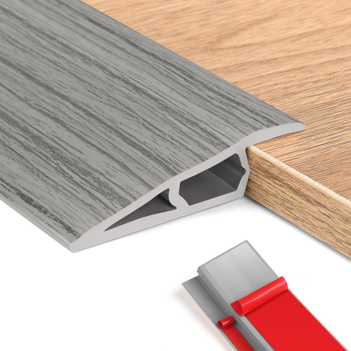 Zelfklevend PVC overgangsprofiel voor hoogtecompensatie, ideaal voor parket- en laminaatvl