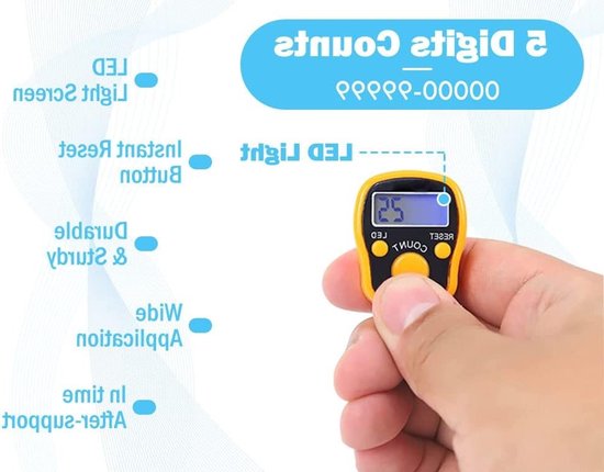 Digitale LED Vinger Telmachine - 8 Stuks Mini Handtelapparaat voor Sport, Inventaris en Golftraining — afbeelding 2