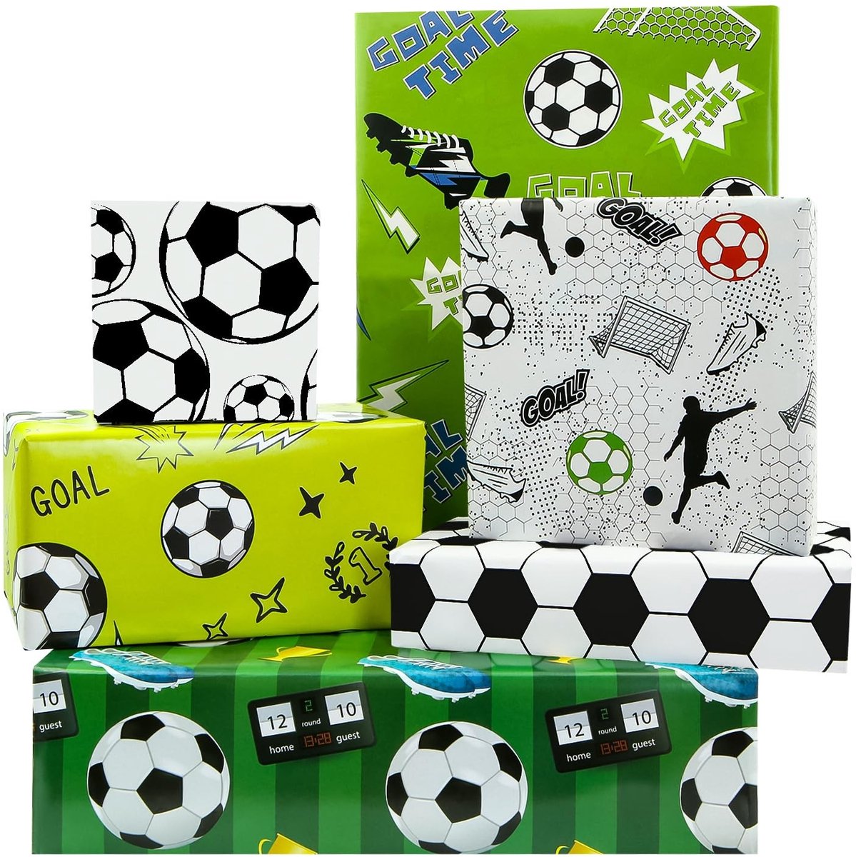 Dailygoods - Dailygoody - Sport voetbal cadeaupapier - Inpakpapier voor jongens - 6 vellen gevouwen - 20 x 28 inch - Perfect voor verjaardagen - Voor mannen en kin...