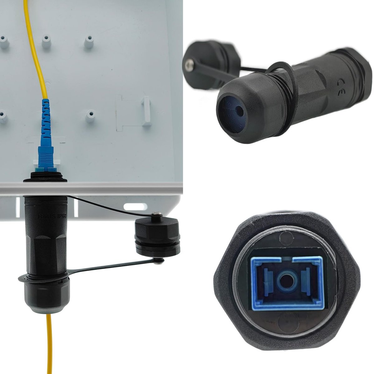 Dailygoods - Dailygoody - IP68 glasvezelkabelconnector - waterdichte connector - blauw - SC-UPC - geschikt voor routers en switches - paneelmontage