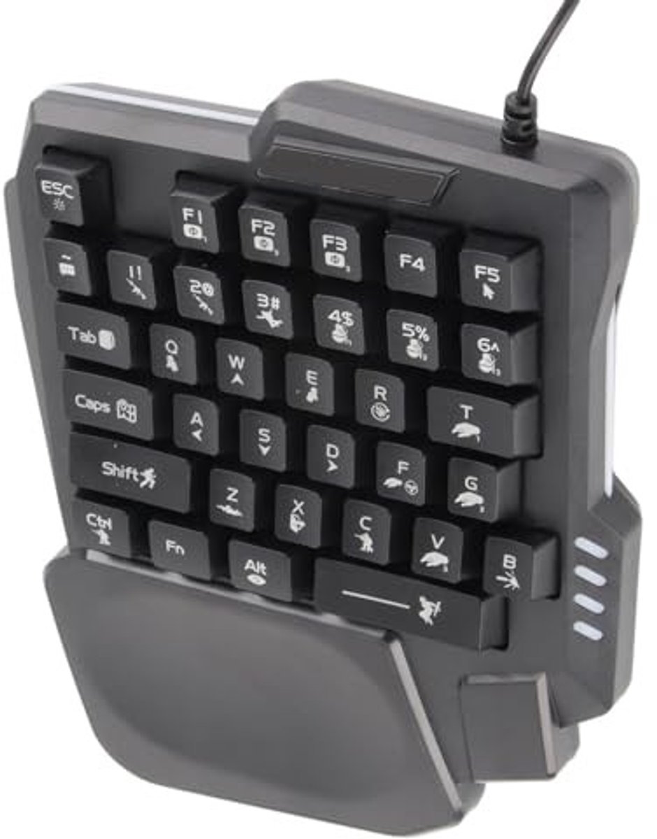 Dailygoods - Dailygoody - Gaming Toetsenbord - Verlichte Toetsen met Waterdichte Polssteun - Perfect voor Gaming en Typen - 35 Toetsen - Ergonomisch Ontwerp - Betr...