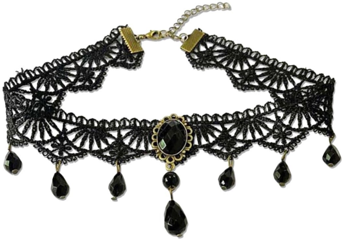 Dailygoods - Dailygoody - Gothic Custom Colarbone halsketting - Sexy kanten kraag - Uniek design - Zwart - Halloween party accessoires - Voor vrouwen en meisjes -