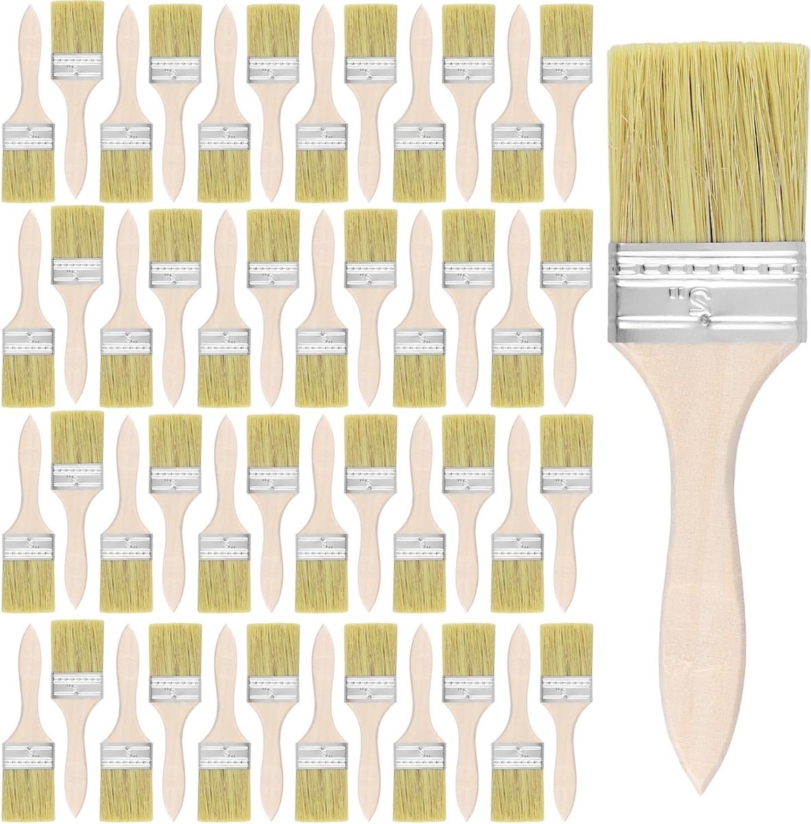 Set van 60 Stuks 5 Inch Verfkwasten met Houten Handvat voor DIY Schilderprojecten, Meubels en Muren