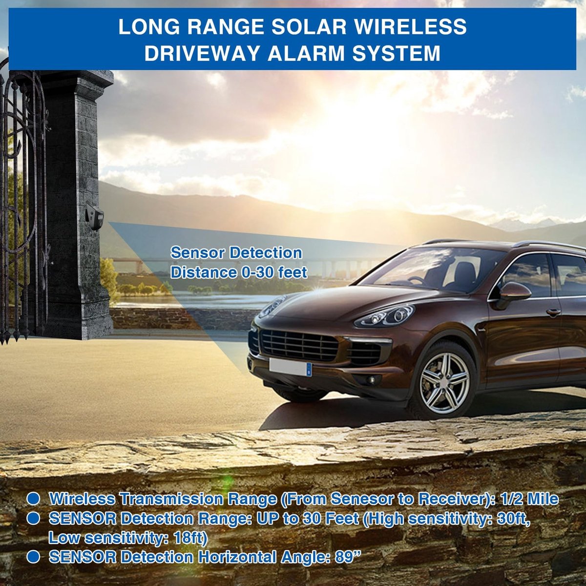 Dailygoody - Oplaadbare Opritbel - Bewegingsdetectie - 129 dB Geluid - IP65 Waterdicht - Eenvoudige Installatie - Alarmfunctie - Geschikt voor Tuin -
