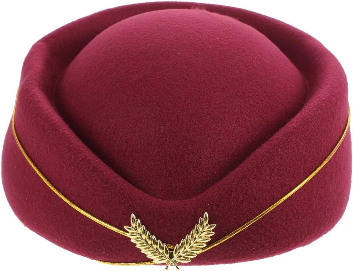 Retro Beret Hoed voor Vrouwen - Vilt Hoofddeksel voor Vliegpersoneel Kostuum, Carnaval en Cosplay Accessoires