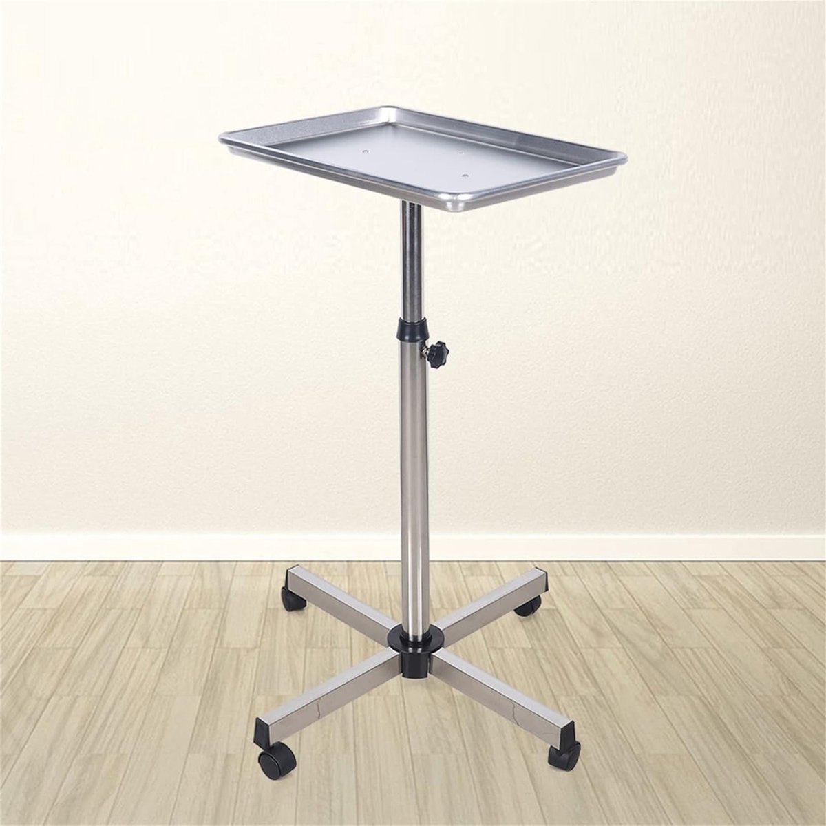 Verstelbare Salon Trolley voor Kappers en Schoonheidssalons, 70-103 cm Hoogte, Aluminium Werk Trolley met Rollen en Opbergruimte