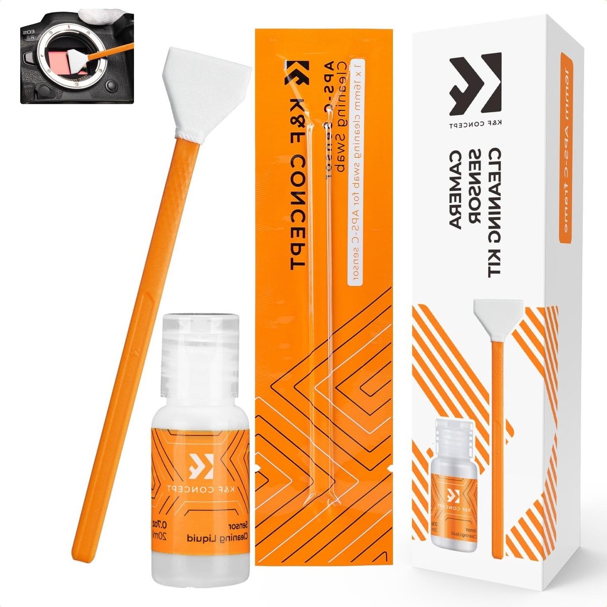 Sensorreinigingsset met 6 Microvezel Swabs van 16mm voor APS-C Camera's en 20ml Reinigingsvloeistof voor DSLR Lenzen en Filters