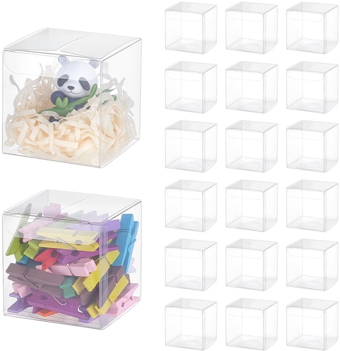 Dailygoods - 60 Stuks Transparante Geschenkdoosjes 6x6 cm voor Bruiloften