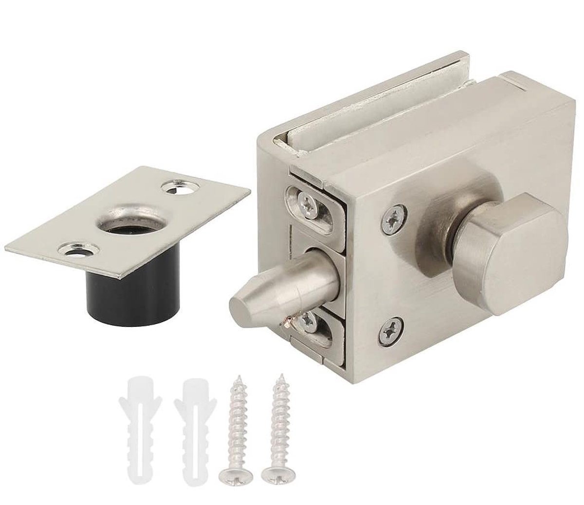 Dailygoods - Dailygoody - Glazen Deurklink - Messing Deurslot - Veiligheid en Stijl - Zilver - Vloervergrendeling - Geschikt voor Badkamers en Kantoor