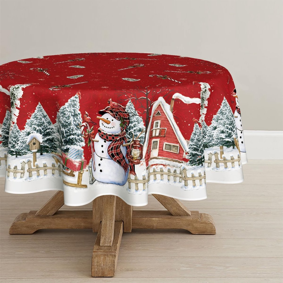 Dailygoody - Tafelkleed - Kerstmis - Rood - Bescherming tegen vlekken - Keuken decoratie - Party decoratie - 120 cm rond
