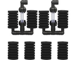 Set van 2 Sponge Filters voor Aquaria, Luchtpomp Filter voor Biologische en Mechanische Filtratie met 4 Vervangende Sponsen voor Heldere Waterkwaliteit