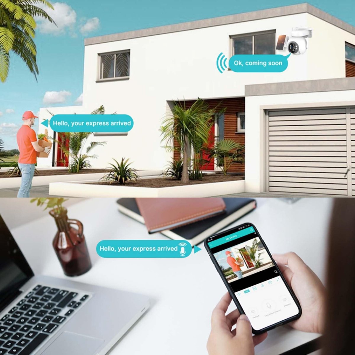 Dailygoods - Dailygoody - Zonnecamera Draadloos - Ultra HD Beveiligingscamera - Nachtzicht - Human Tracking - Buiten gebruik - 355 Graden Kijkhoek