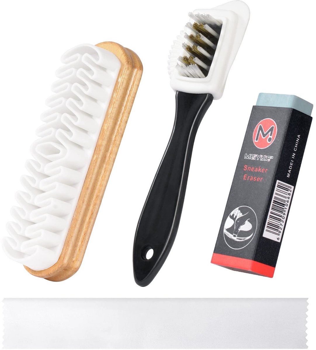 Dailygoods - Dailygoody - Suède Borstel - Schoenreiniger - 4-zijdige borstel - Schoenpoetsgereedschap - Reinigingsdoekje - Geschikt voor nubuck en suède - 4 stuks