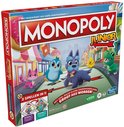 Monopoly Junior bordspel met donut, ijsje, kat, pinguïn, kuiken en hond op een straat.