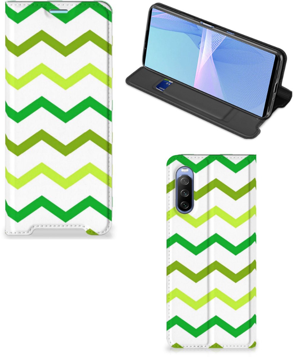 Sony Xperia 10 III Hoesje met Magneet Zigzag Groen